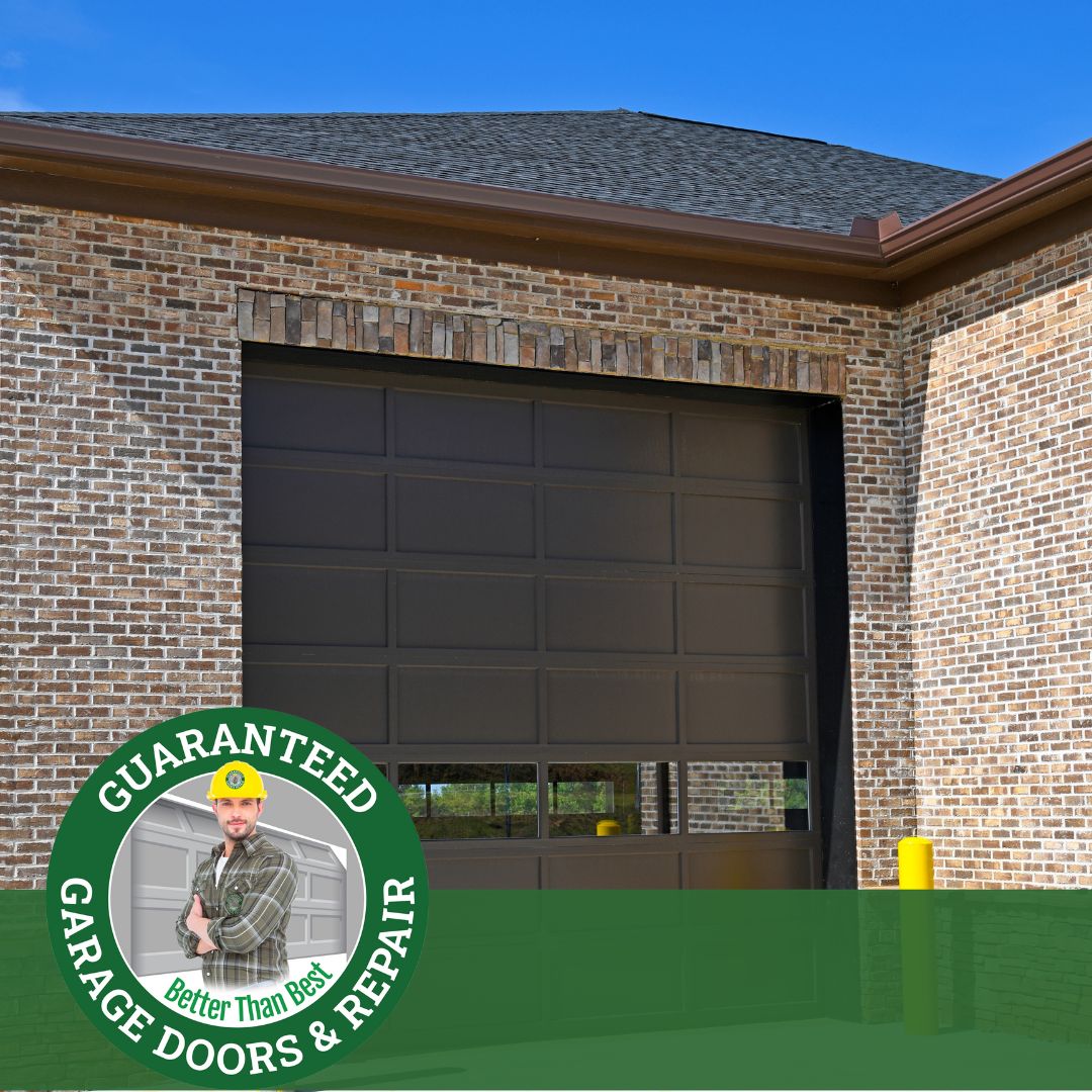 A dark colored garage door.